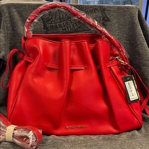 Badgley Mischka Red Leather Women's Bag